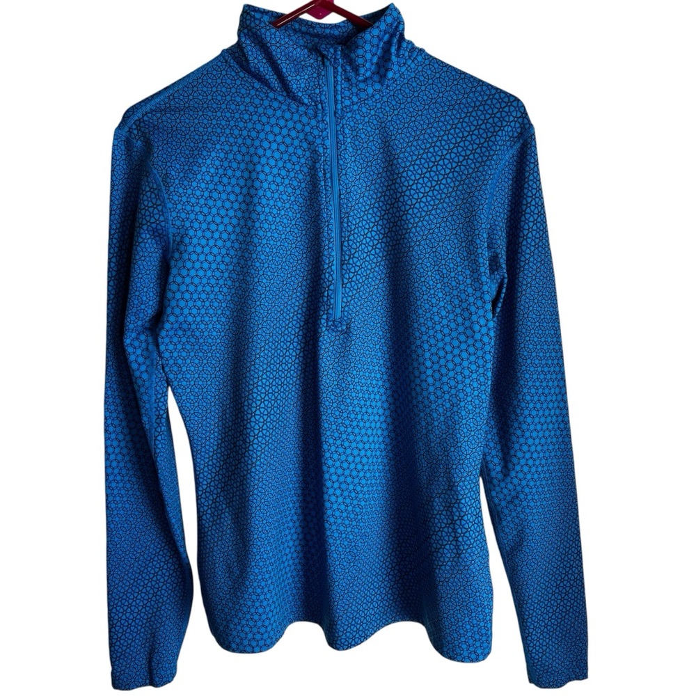 Nike Pro Blue Quarter-Zip Women’s Geometric Performance Top Size Large